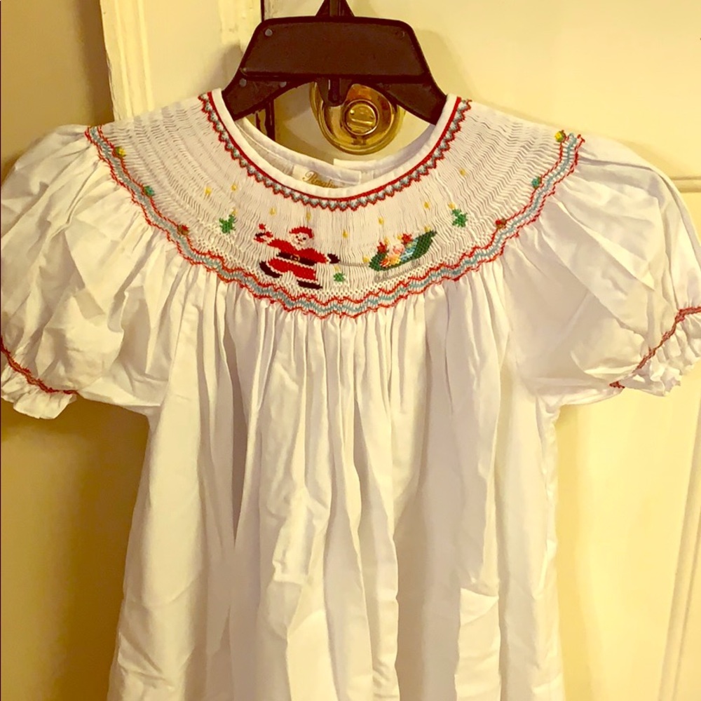 Girls Christmas smocked dress
